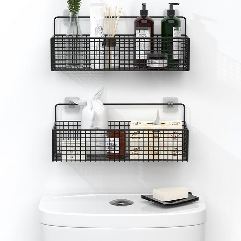 Sticky No Punching Wall Mounted Storage Basket Kitchen Accessories Bathroom Shelf Hanging Basket