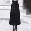 Black Down Cotton Padded Plus Size High Waist Vintage Spring Autumn Winter Casual Loose Long for Woman Skirts Womens Skirt
