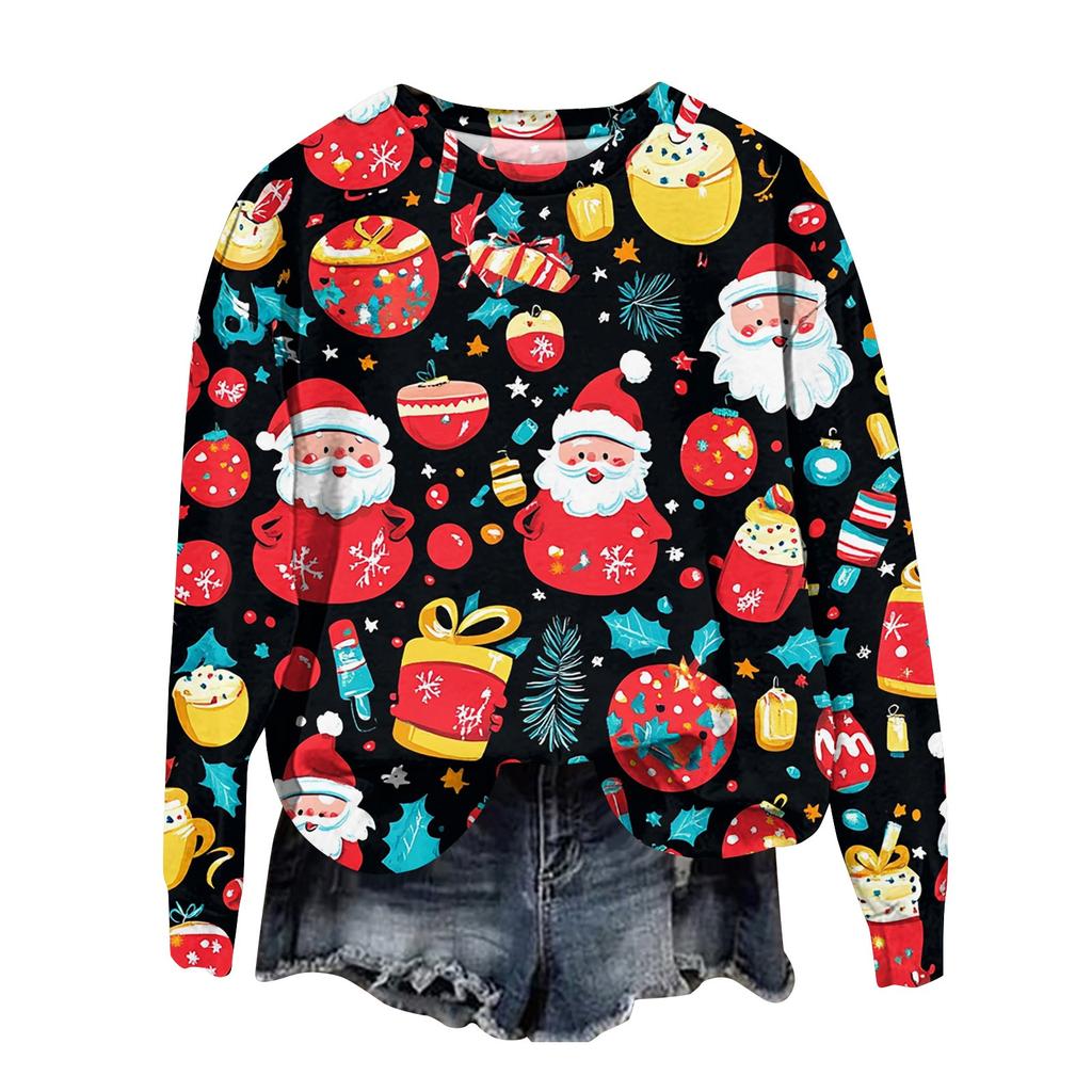 Women  Winter Tops Women's Long Sleeve Sweatshirt Casual Crewneck Loose Fit Pollover Fleece Tops