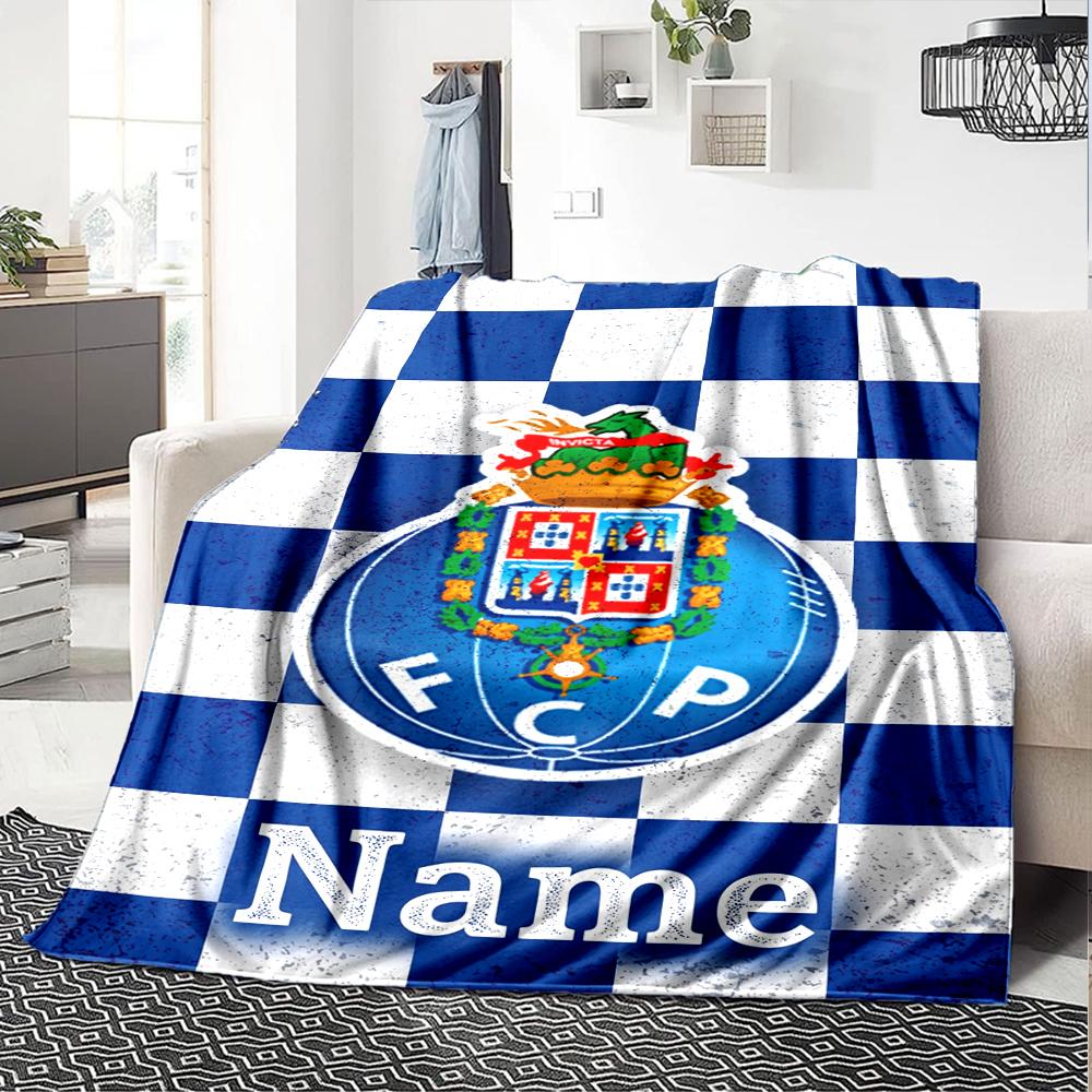 Custom Name Fc Porto Theme Printed Blanket Perfect For Couch Bed Travel Outdoor Use Machine Washable Cozy Durable