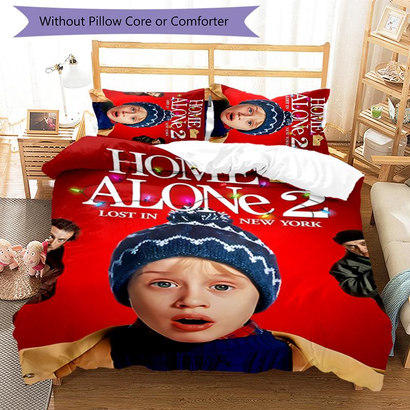 3pcs Home Alone pattern bedding set duvet cover set includes duvet cover &pillowcases,perfect all season bedroom decoration&gift