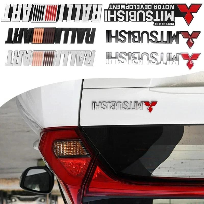 For Mitsubishi RALLIART ASX Triton Outlander Lancer Mirage Xpander Triton Metal 3D Car Front Grille Badge Rear Trunk Sticker