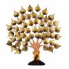 Metal Handmade Golden Tree Wall Hanging Art Decor Accent Sculpture with Buddha Sitting Tree