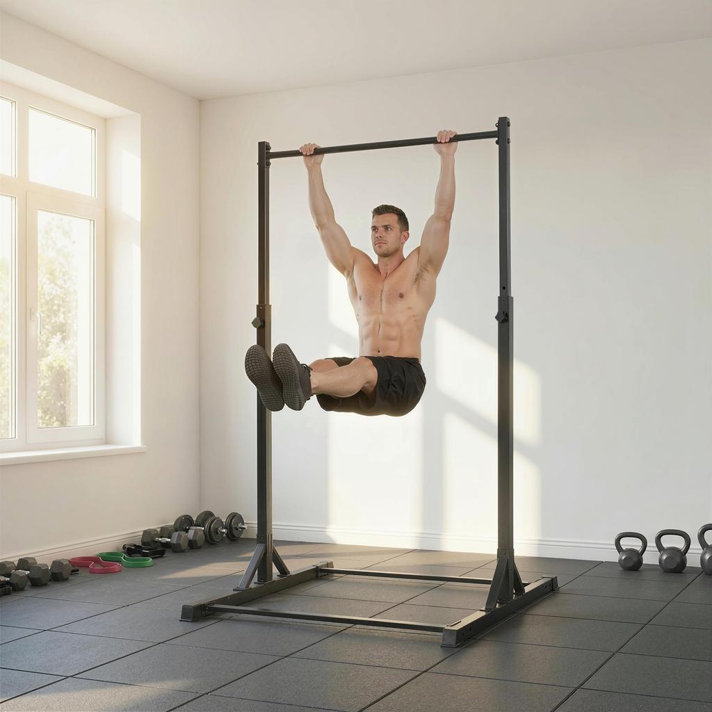 Power Tower Weight Training Station, 200 kg, Pull-Up Bar, 8 Height Levels, Black
