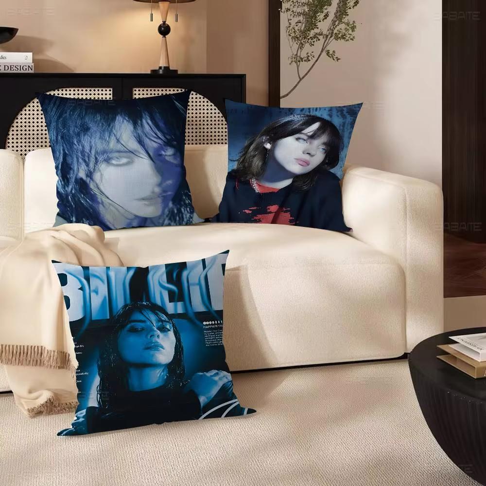 B-Billie E-Eilish Anime Style Pillowcase 45X45Cm Sofa Bed Cushion Cover For Bedroom Car Office Sofa Fashion Perfect Fan Gift