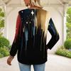 Women Plus Size Front Zip Long Sleeve Printed T Shirt Black Red White