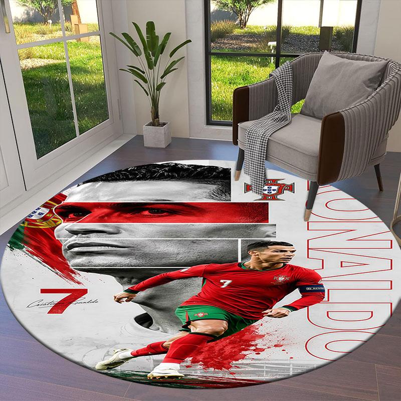 Круглый ковер Cristiano Ronaldo, Ковер для гостиной, спальни, дивана, игровой комнаты, Нескользящий коврик для пола