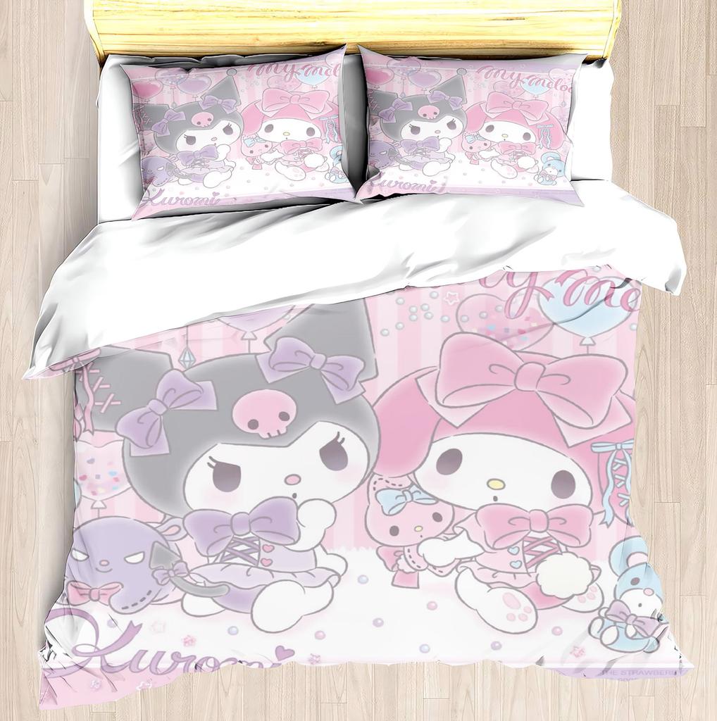 MINISO-Современный комплект пододеяльника с принтом Sanrio Kuromi Melody Постельное белье Подарок для девочки Матрас 3 предмета