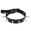 Black Spiked Choker Necklace Punk Collar Female Women Men Black Leather Studded Rivets Chocker Jewelry Gothic Accessories