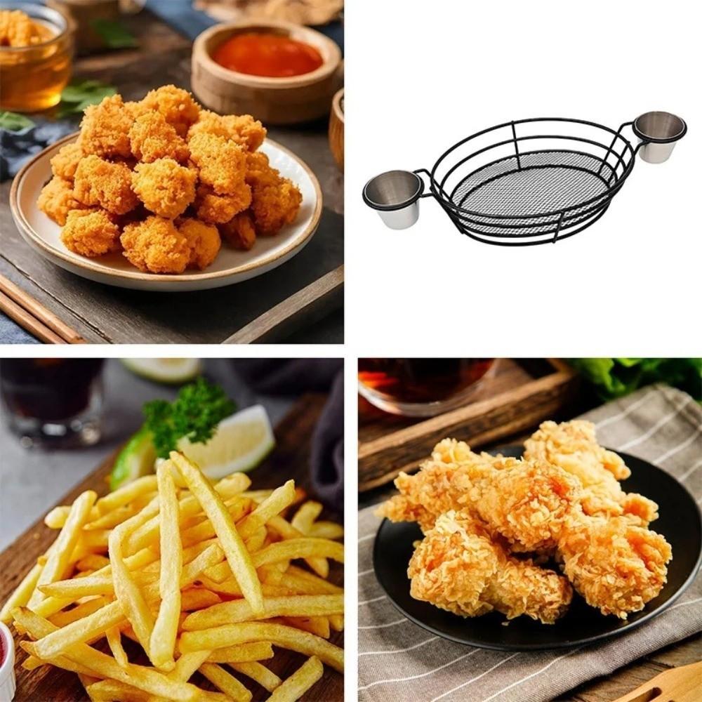 Portable Fast Food Baskets with Dipping Sauce Bowls Food Container New Serving Tray Snack Display