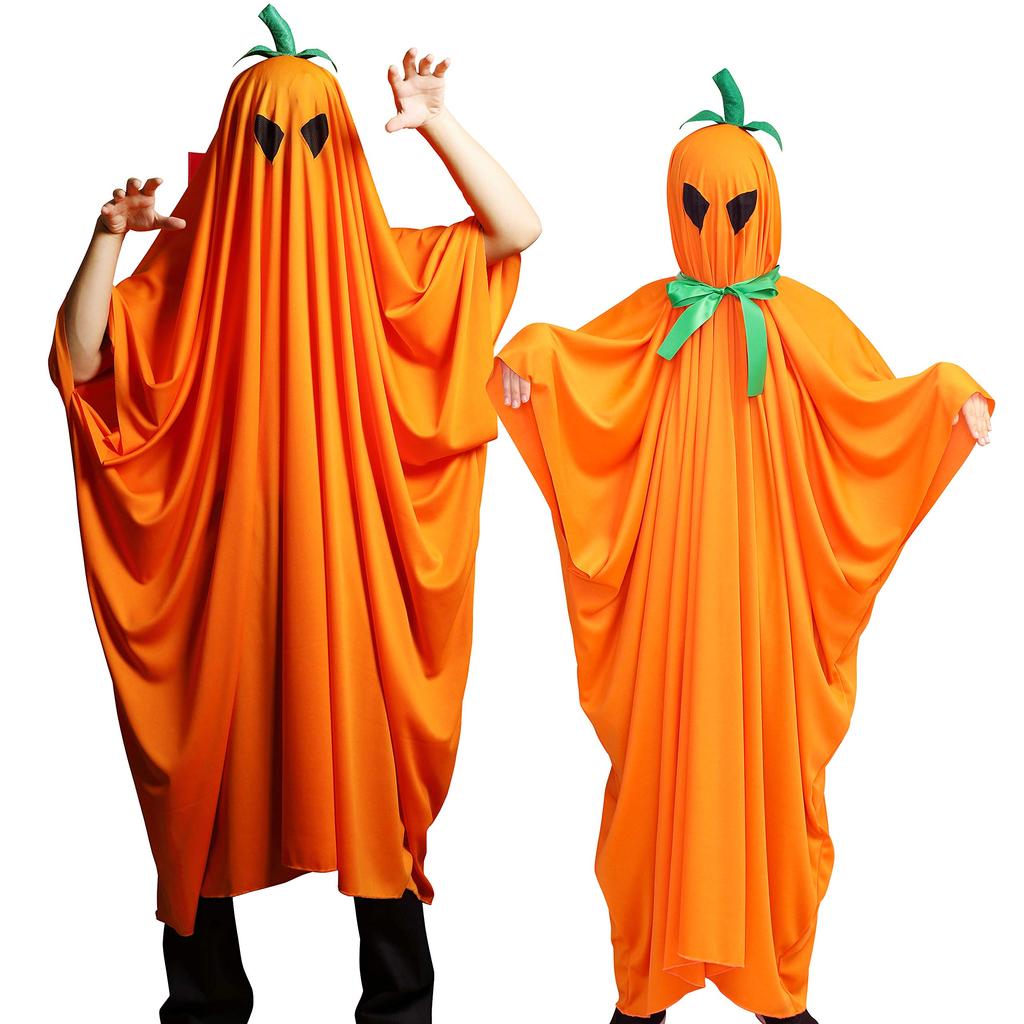 Clearstone Cosplay Halloween Rain Pumpkin Orange 2-Way Poncho, Unisex,