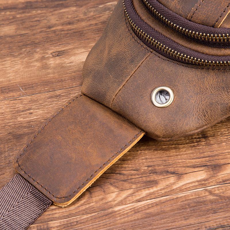 Мужская кожаная повседневная модная треугольная сумка на ремне на груди, коричневая дорожная дизайнерская сумка на одно плечо, мужская сумка через плечо