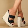 Women Slipper 15cm Wedge heel Sexy New Straw Woven Simple High Slope Heel Waterproof Trolley Model Slippers