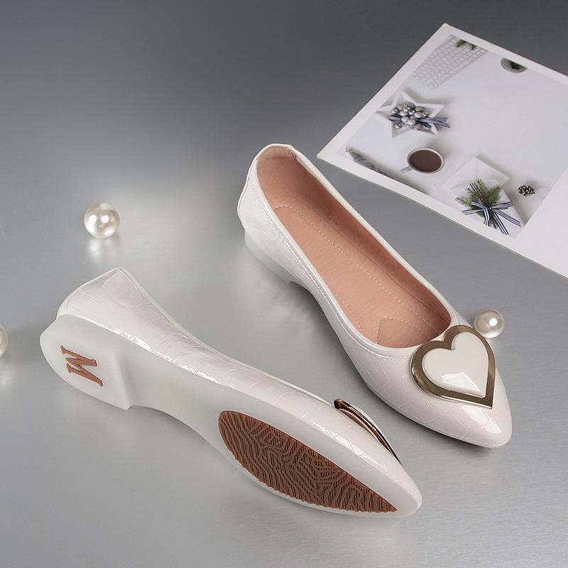 Мода Низкий каблук Элегантный острый нос Офис Милые плоские туфли на плоской подошве Женская обувь Обувь для отдыха Простые для беременных Мягкая кожа Мелкая повседневная