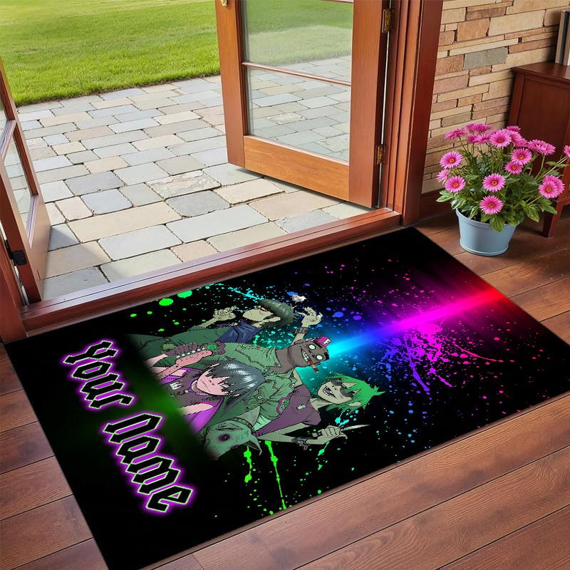 Crystal Velvet Rug Custom Name Text, Soft Non Slip Floor Mat Home DecorGorillaz