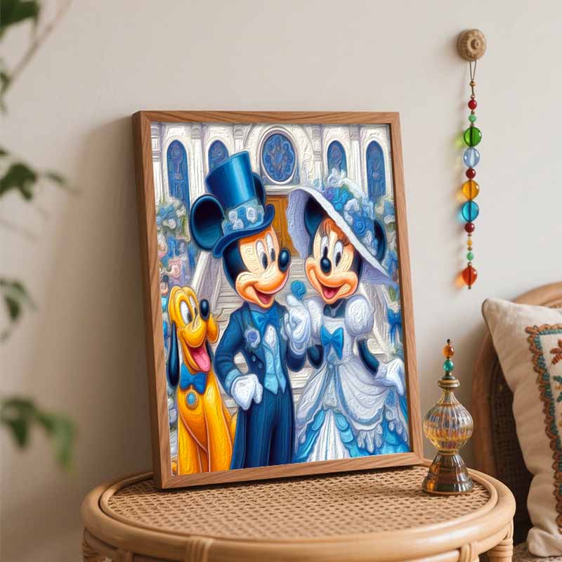 Disney Набор для ручной росписи масляными красками Свадебное украшение Микки и Минни Классический стиль Декор для дома Романтическая пара Настенное искусство Холст Подарочный набор