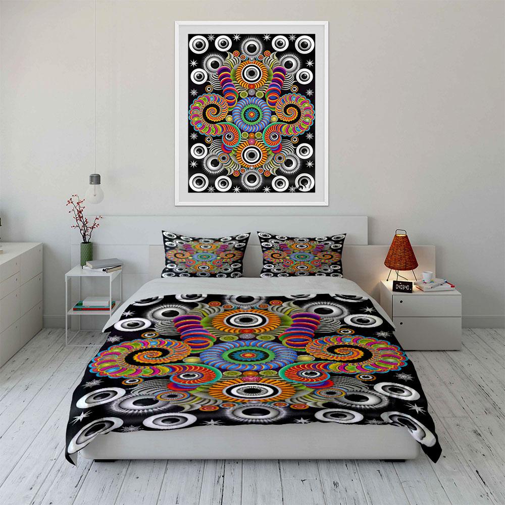 Colorful spirals and circles. Bedding sets Duvet cover sets Duvet covers Pillowcases(1 * Duvet Cover 2 * Pillowcases, without duvet insert)