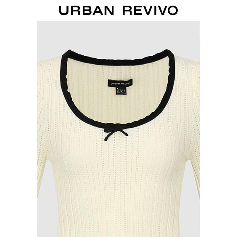 Женский трикотажный топ UR с цветными блоками, оборками и бантом