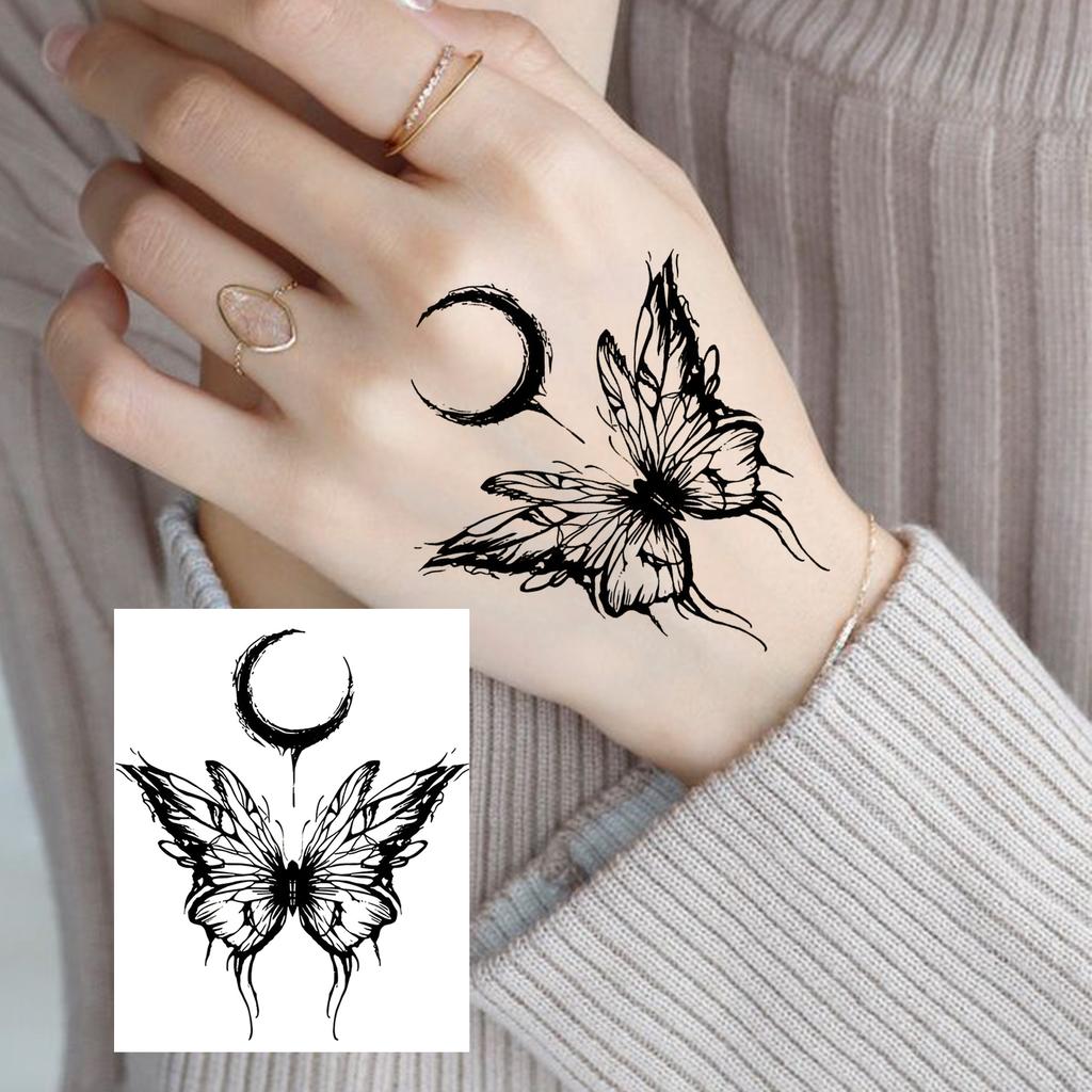 1 Sheet Rose Butterfly Flower Temporary Tattoos For Women Hand Arm, Fake Tattoo Sticker Waterproof Long Lasting Realistic Tatoos