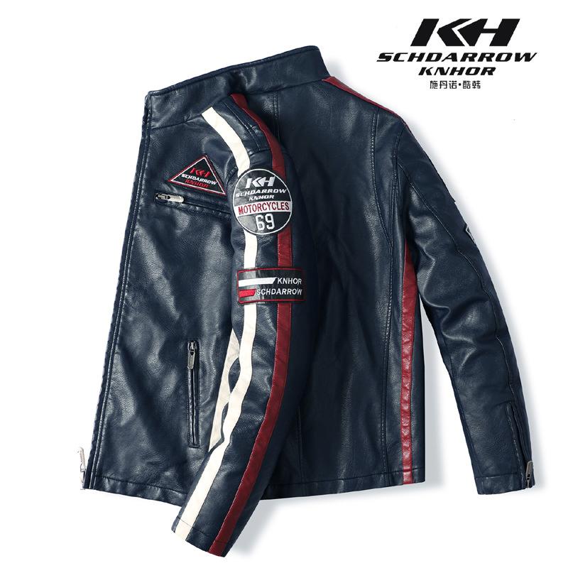 Мужская кожаная мотоциклетная куртка, уличный мотоциклетный гоночный костюм, куртка из искусственной кожи, большая плюшевая мужская куртка, трендовая