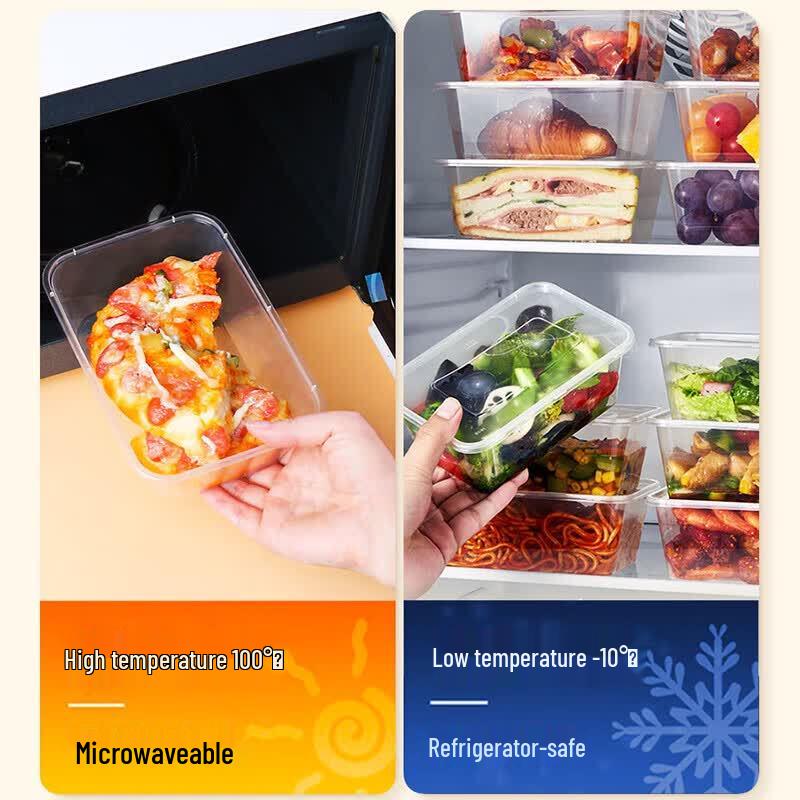 Одноразовые прямоугольные контейнеры для еды с крышками (10-Pack)