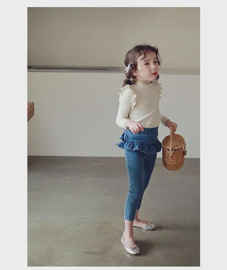 Детские осенние джинсы с оборками для девочек (3-10 лет) – Симпатичные брюки для верхней одежды