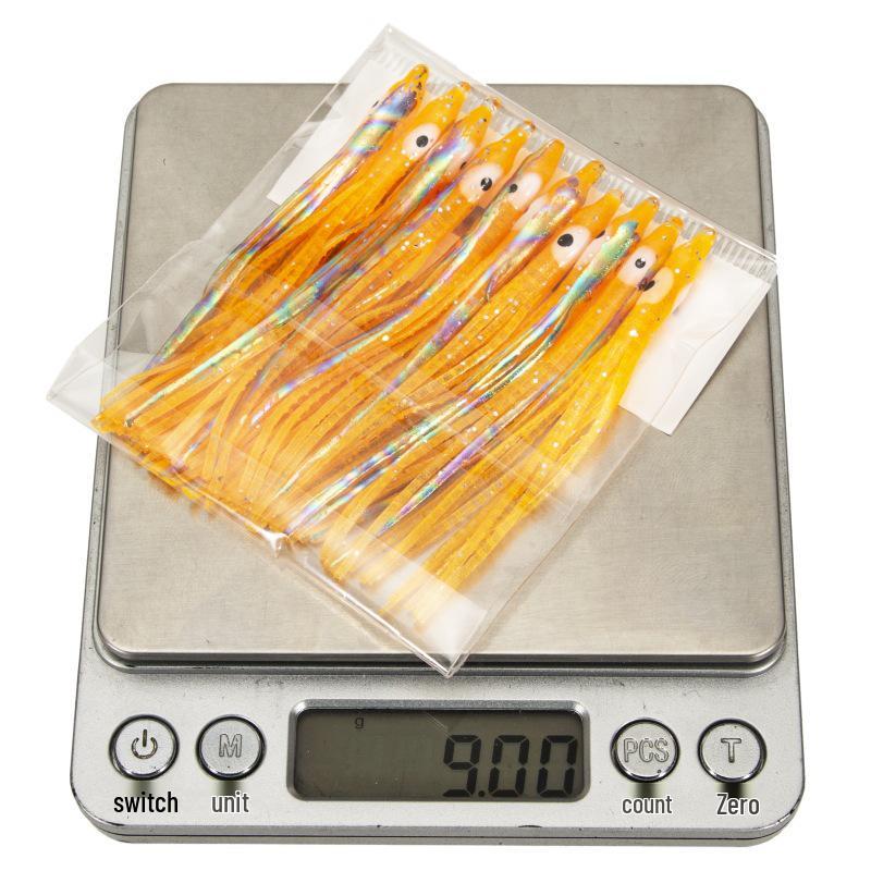 10 шт. Светящиеся в темноте осьминоги, форма иглы, мягкая приманка, 8 см, Лазерно-синие бионические приманки