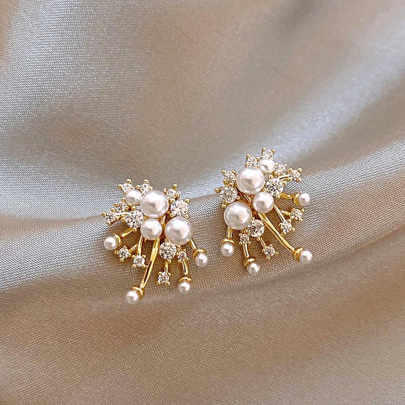 Серьги-кисточки из циркона и жемчуга «Серебряная игла» - Элегантный ретро-дизайн для женщин