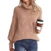 Women's Autumn/winter Twisted Floral Knitted Chunky Long-sleeved Solid Color Turtleneck Sweater