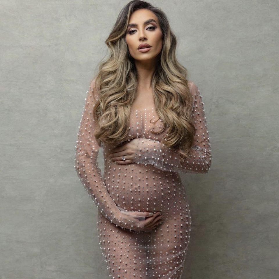 Весна и лето, европейская и американская мода, женское сексуальное сетчатое платье с длинными рукавами, расшитое бисером и бриллиантами, длинная юбка на бедрах с запахом