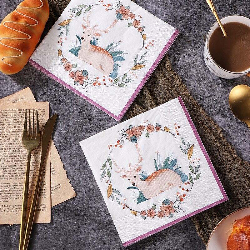 Disposable Party Napkin Double Layer 20 Pieces/Pack Deer Motif