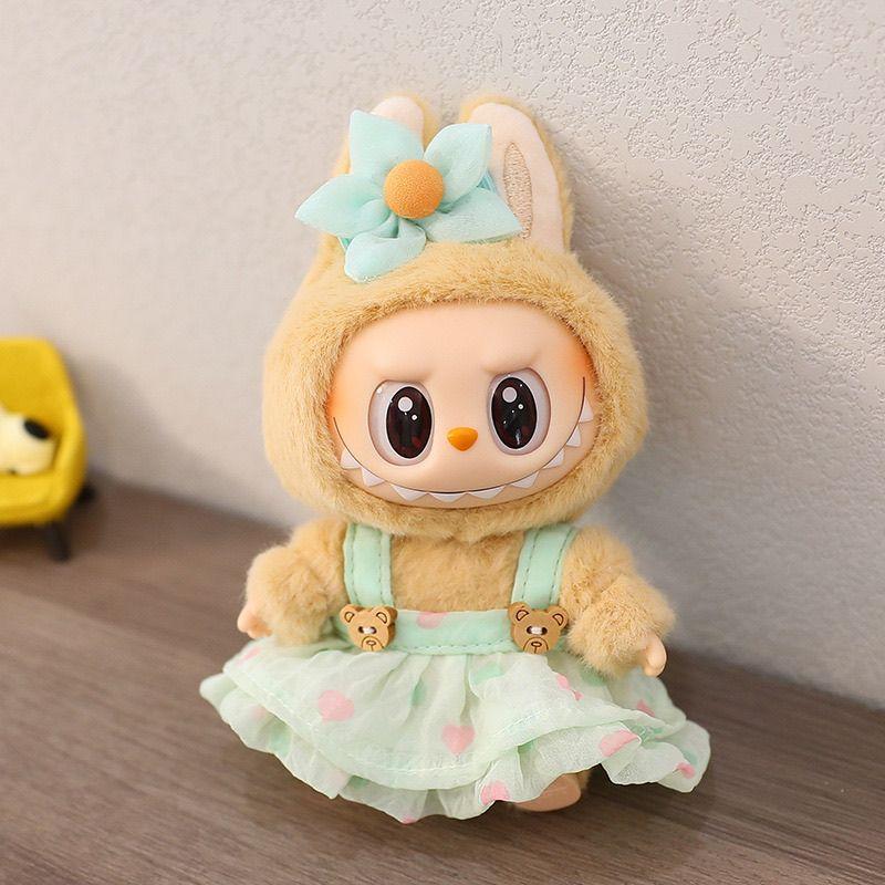 Labubu Pendant Clothes Labubu Cloth Sitting Clothes Baby Clothes Green Love Bear Dress