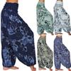 Women Casual Plus Size Print Elastic Waist Straight Loose Haren Long Pants