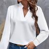 Женские модные повседневные однотонные блузки и рубашки с v-образным вырезом и длинным рукавом с принтом