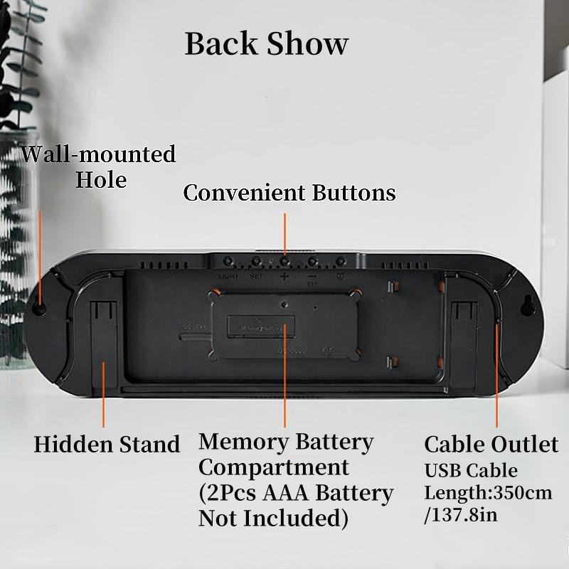17-дюймовые большие цифровые настенные часы с дистанционным управлением, подсветкой, двойным будильником, обратным отсчетом времени, 12/24 часа, автоматической регулировкой яркости, летним временем, светодиодные часы