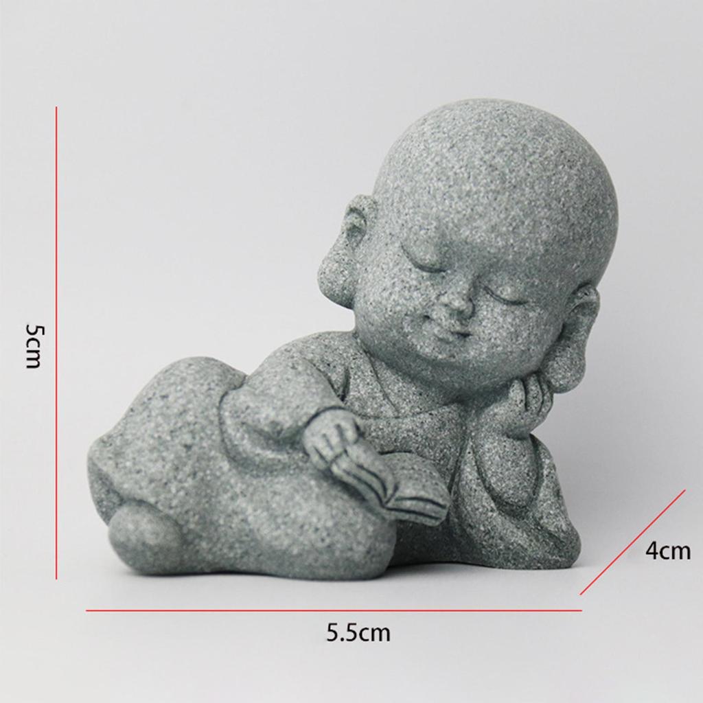 Cute Monk Buddha Statue Present Sculptures Resin Baby Monk Buddha Statue Monk Figurine for Garden Yoga Desktop Outdoor Decor
