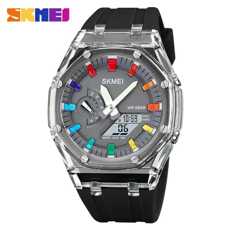 SKMEI Color Digital Watch for Men 50M Waterproof Electronic Women Shockproof Quartz Wristwatches Sports Clock Reloj Hombre 2100