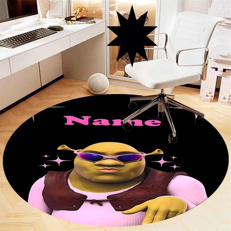 Custom Name Shrek Printed Round Rug Carpet Chair Rug Area Rug Entryway Doormats,for Office Chair Living Room Bedroom Kitchen Room.