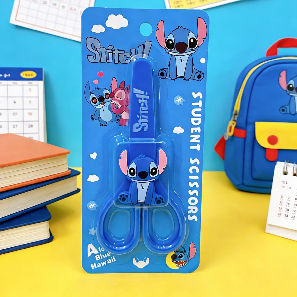 Disney Креативные ножницы Stitch с чехлом, безопасный канцелярский нож, праздничный подарок, мини-ножницы Stitch с чехлом