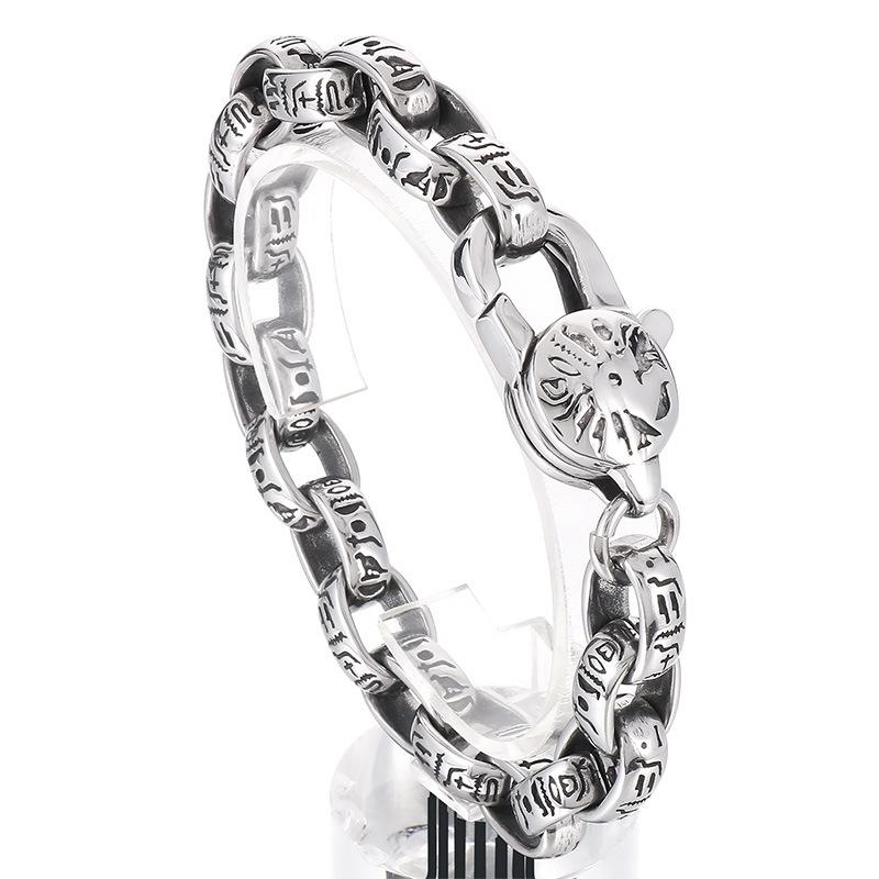 Панк Личность Пиктограмма Овальный Овальный O-образный аксессуар для рук Ретро египетский пиратский узор Мужской браслет из титановой стали