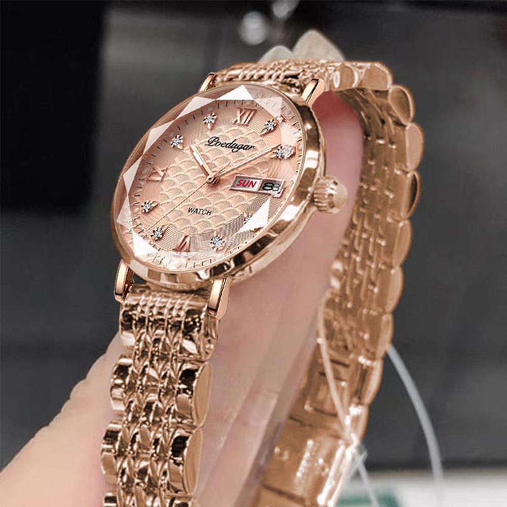 POEDAGAR Fashion Watches For Women Waterproof Luminous Stainless Steel Woman's Wristwatch Luxury Elegant Ladies Watch Gift Reloj