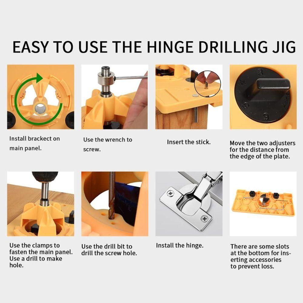 Drilling Boring Guide Cup Style Hinge Jig Durable Hinge Hole Tool Kit Woodworking
