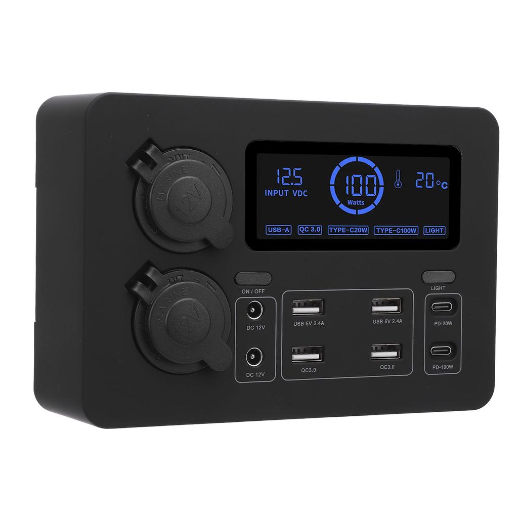 12V Mini Power Box 100W LCD Display USB C QC3.0 Port for 4 Anderson Outlet Multifunctional for Boat RV Car