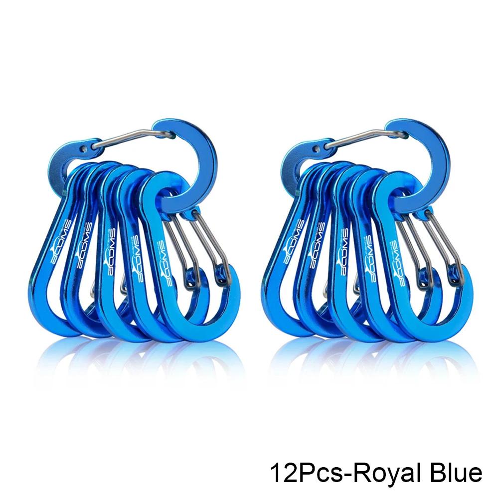 6 Pieces 12 Pieces Outdoor Use Camping Multi-tool Carabiner Steel Small Carabiner Clip Fishing Accessories