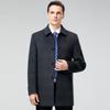 High-end Men's Middle-aged and Elderly Woolen Woolen Coats, Mid-length Lapel Windbreaker Buttoned Coats, Casual Thick Tops