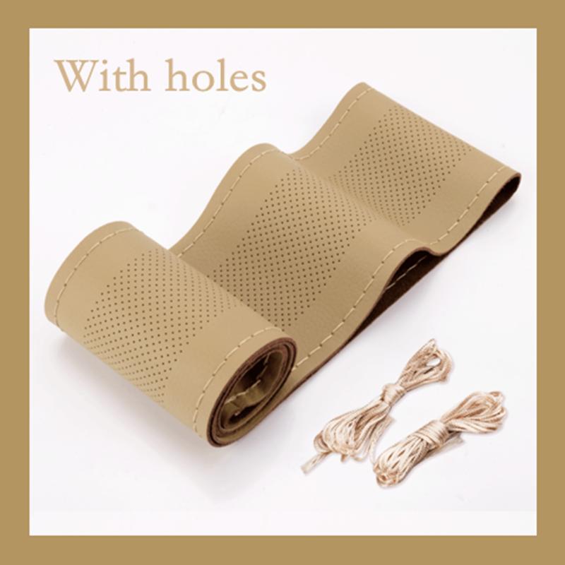 Чехол на руль автомобиля 15 дюймов/38 см, оплетка из мягкой искусственной кожи на руле с иглой и ниткой