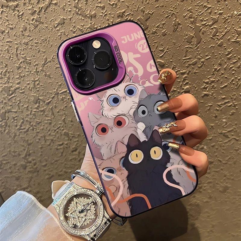Big Eye Meow совместим с iPhone 14 Pro, Чехол для телефона Cartoon 16 Pro Max, iPhone 15 Милый 13 Pro нишевый 12