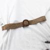 Summer Wide Braided Belt Women Woven Straw Belt with Round Wooden Buckle Waist Belt