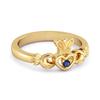 Blue Sapphire Claddagh Ring - 925  Sterling Silver Gold Vermeil