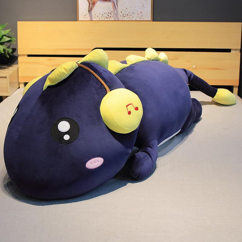 Креативный милый длинный динозавр с наушниками, плюшевые игрушки, плюшевая кукла-дракон из мультфильма, подушка для сна для детей, подарок для девочки